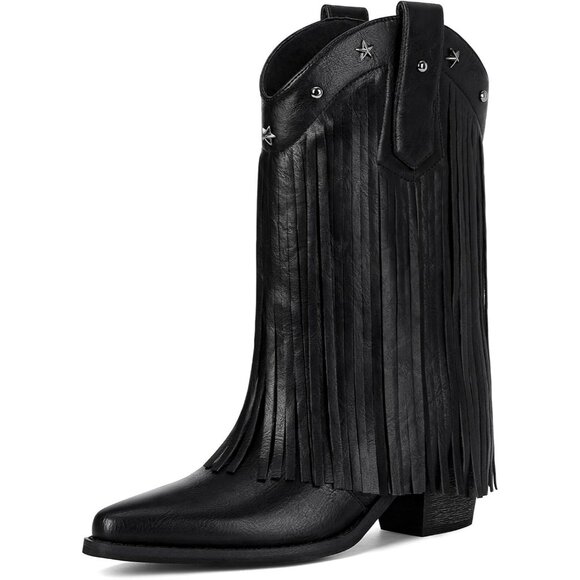 Cowboy Boots for Women Mid Calf Cowgirl Boots with Star Studded Music Festivals - Picture 1 of 5